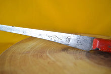 Load image into Gallery viewer, Vintage Petty's Celebrated Hand Forged Kitchen Knife, Steel, Red Wooden Handle, Made In England, Kitchenalia