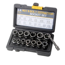 Load image into Gallery viewer, 14PCS Damaged Bolt & Screw Extractor Set – Heavy Duty Cr-Mo Twist Socket Tool Kit for Removing Stripped, Rusted & Rounded Nuts and Lug Nuts