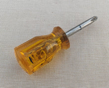 Load image into Gallery viewer, Vintage Phillips Stubby Screwdriver – Amber Handle – 9cm Long