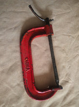 Load image into Gallery viewer, Title: Vintage G Clamp / C Clamp – Cast Iron – Red – 23.5cm x 10.5cm Heavy Duty