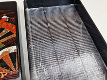 Load image into Gallery viewer, Vintage Japanese Black Lacquerware Kanebo Storage Box Lotus Flowers Sakura