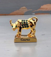 Load image into Gallery viewer, Crystal Temptations 24K Gold-Plated Taurus Zodiac Figurine with Swarovski Components – Elegant Collectible Gift