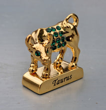 Load image into Gallery viewer, Crystal Temptations 24K Gold-Plated Taurus Zodiac Figurine with Swarovski Components – Elegant Collectible Gift