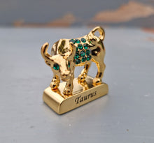 Load image into Gallery viewer, Crystal Temptations 24K Gold-Plated Taurus Zodiac Figurine with Swarovski Components – Elegant Collectible Gift
