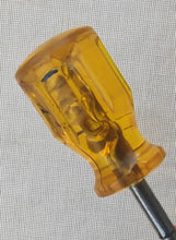 Load image into Gallery viewer, Vintage Phillips Stubby Screwdriver – Amber Handle – 9cm Long