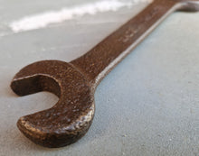 Load image into Gallery viewer, Vintage antique heavy duty cast iron spanner , 1/2 W 3/16 F / 3/8 W 7/16 W