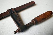 Load image into Gallery viewer, Vintage Forged Steel Bar Clamp with Wooden Handle Adjustable Sliding Arm Tool