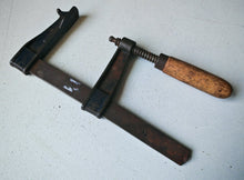 Load image into Gallery viewer, Vintage Forged Steel Bar Clamp with Wooden Handle Adjustable Sliding Arm Tool