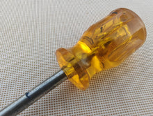 Load image into Gallery viewer, Vintage Phillips Stubby Screwdriver – Amber Handle – 9cm Long