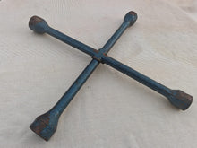 Load image into Gallery viewer, Vintage Blue Metal Car Wheel Brace / Lug Wrench 4-Way Cross Spanner Tool