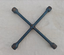 Load image into Gallery viewer, Vintage Blue Metal Car Wheel Brace / Lug Wrench 4-Way Cross Spanner Tool