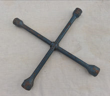 Load image into Gallery viewer, Vintage Blue Metal Car Wheel Brace / Lug Wrench 4-Way Cross Spanner Tool