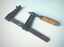 Load image into Gallery viewer, Vintage Forged Steel Bar Clamp with Wooden Handle Adjustable Sliding Arm Tool