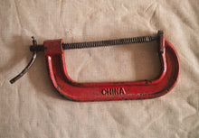 Load image into Gallery viewer, Title: Vintage G Clamp / C Clamp – Cast Iron – Red – 23.5cm x 10.5cm Heavy Duty