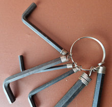 Load image into Gallery viewer, 6 Allen keys On key Ring , Vintage Tools