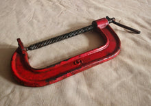 Load image into Gallery viewer, Title: Vintage G Clamp / C Clamp – Cast Iron – Red – 23.5cm x 10.5cm Heavy Duty