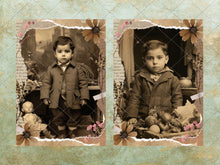 Load image into Gallery viewer, Beautiful Sepia Photos Of A Children Junk Journal Kit Ephemera Collage Junk Journal Handmade Scrapbook Printable Pages Supplies Cards