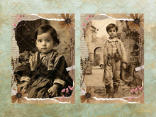 Load image into Gallery viewer, Beautiful Sepia Photos Of A Children Junk Journal Kit Ephemera Collage Junk Journal Handmade Scrapbook Printable Pages Supplies Cards