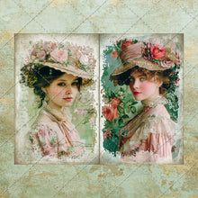 Load image into Gallery viewer, Shabby Chic Old Paper Floral Pretty Lady Cute Girl Paris Theme Junk Journal Printable Pages - Floral Ephemera - Digital Download
