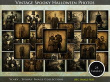 Load image into Gallery viewer, Collection of Spooky Scary Halloween Photos - Printable Images for Junk Journals, Gothic Artwork, Halloween Snapshots, and Eerie Pictures