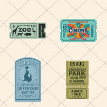 Load image into Gallery viewer, Vintage Ticket Clipart Bundle – 34 PNG & PDF Images for Junk Journals, Scrapbooking & Printable Art