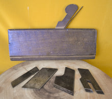 Load image into Gallery viewer, Antique Wooden Molding Planer for Edge and Trim Shaping, with 5 Blades - Marked "F Rawson"