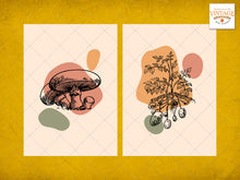 Load image into Gallery viewer, Earth Tone Wall Art PRINTABLES, Set of 4 Nature Botanical Design Wall Hanging, Plant Mushroom A4 Size, Jpeg