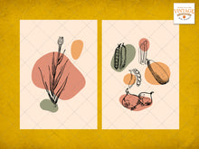 Load image into Gallery viewer, Earth Tone Wall Art PRINTABLES, Set of 4 Nature Botanical Design Wall Hanging, Plant Mushroom A4 Size, Jpeg