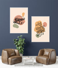 Load image into Gallery viewer, Earth Tone Wall Art PRINTABLES, Set of 4 Nature Botanical Design Wall Hanging, Plant Mushroom A4 Size, Jpeg