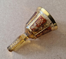 Load image into Gallery viewer, Vintage Bohemian Czech Painted 24Carat Gold Glass Panels Cabochon Bell

