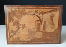 Load image into Gallery viewer, Vintage Wooden Marquetry Wall Plaque Landscape Scene Inlaid Wood Art 35cm

