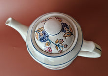 Load image into Gallery viewer, Vintage Retro 1980 Boots Camargue 2 Pint Ceramic Tea Pot , Floral Foliage Transfer Pattern Eng
