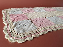 Load image into Gallery viewer, Rare Crochet Doily Ornamental Table Place Mat , Pink Yellow and Grey Colour
