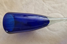 Load image into Gallery viewer, Handblown Tall art glass vase, bud vase, or tall blue flute, in cobalt or royal blue and tiny bubble
