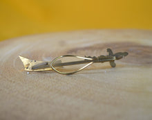 Load image into Gallery viewer, Mid Century Vintage Sword Tie Pin / Clip, Blue Enamel  with Gold Tone Ornate Design, 8.5cm long
