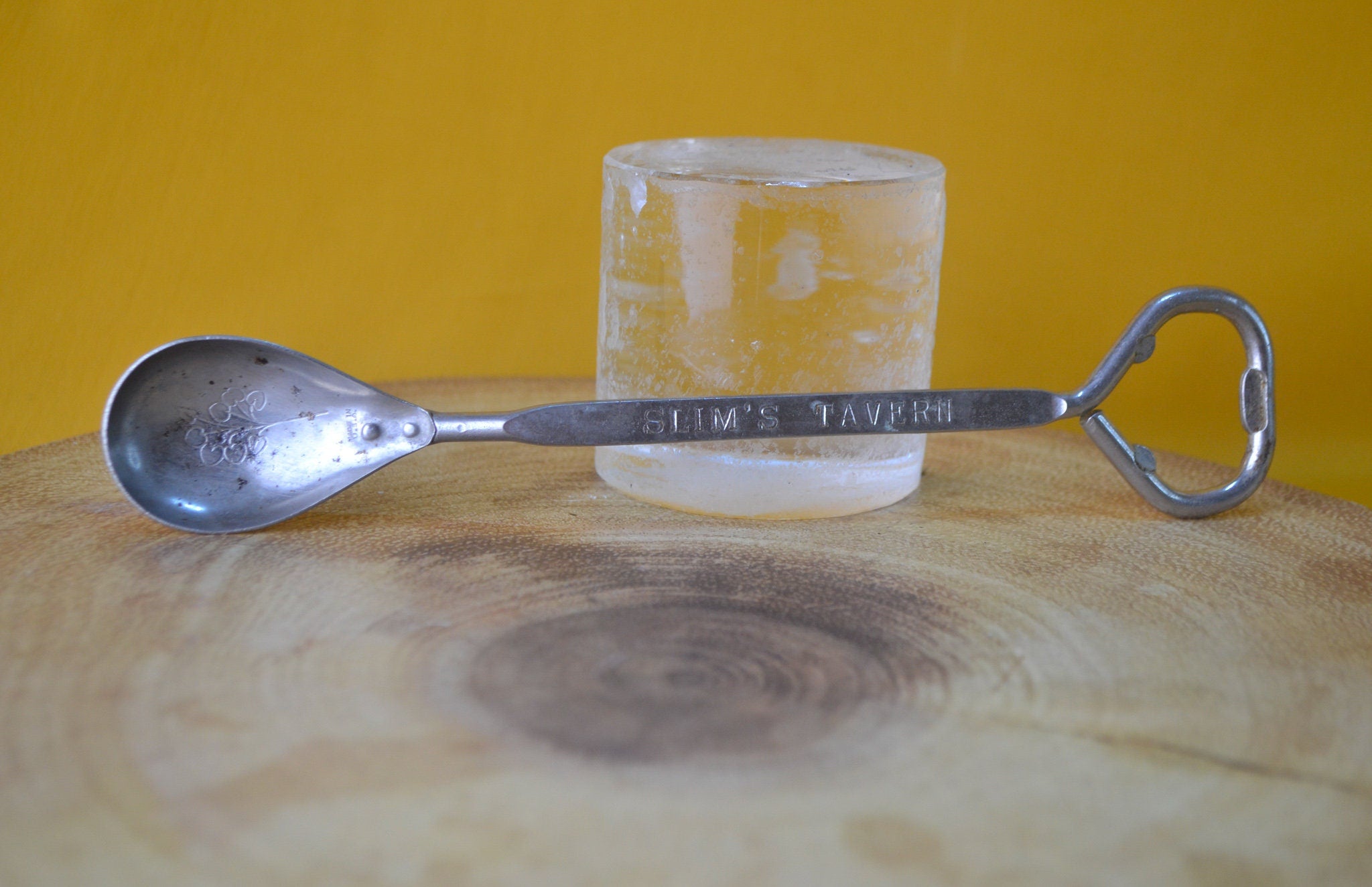 Vintage Slim's Tavern Restaurant's Long Cocktail Spoon & Bottle Opener, Rare