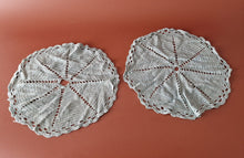 Load image into Gallery viewer, 2 x Rare Crochet Doily Ornamental Round Table Place Mats , Blue Colour  Retro
