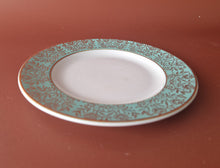 Load image into Gallery viewer, Washington Pottery Dorchester Ironstone England Frenzione turquoise and gold China side plate
