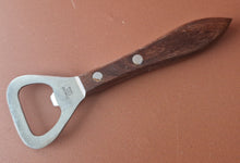 Load image into Gallery viewer, Vintage Bottle Opener Retro Wooden Handle 1970 , Bar ware Kitchenalia , Made In Japan, Stainle
