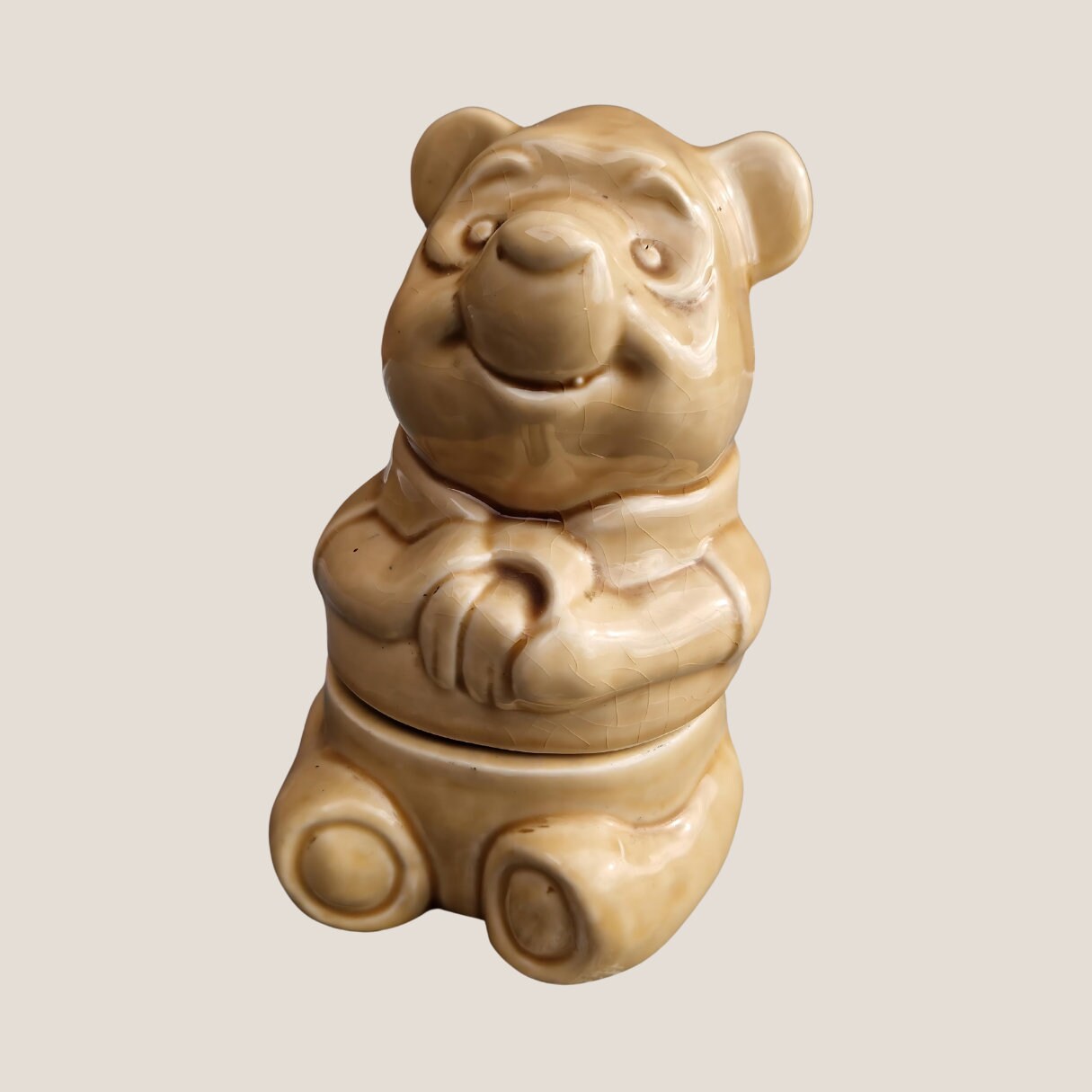 Walt Disney Co Winnie The Pooh Ceramic Honey Pot 1987 Vintage Small Cookie Jar