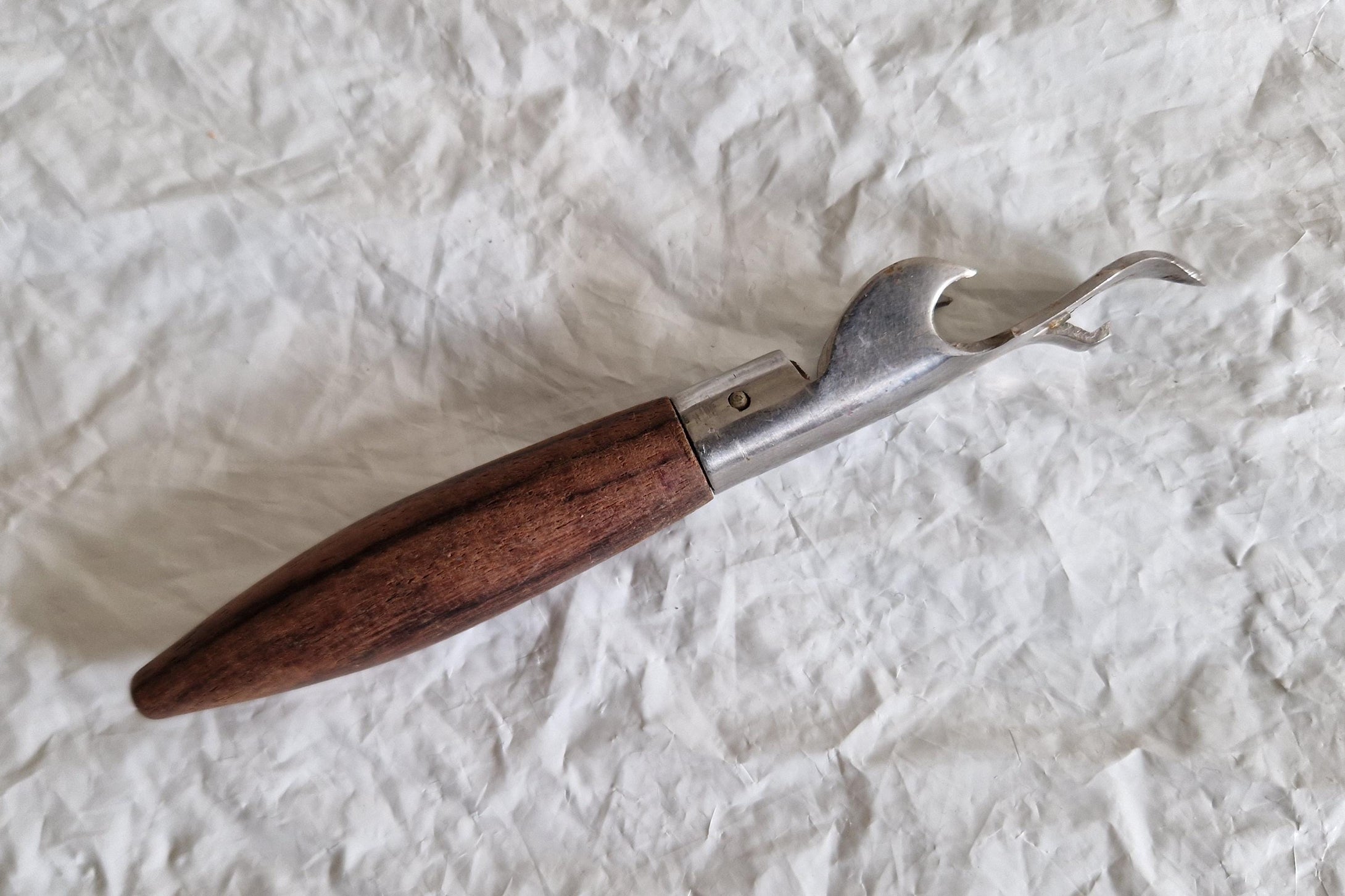 Vintage Wooden Handle Can and Bottle Opener Multi tool