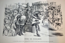 Load image into Gallery viewer, Vintage Large Print: Before The Tournament PUNCH Cartoon, Armour Knight &amp; Horse
