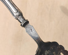 Load image into Gallery viewer, Antique Silver Plated Serving Fork – Ornate Victorian Style – Rd 105572 – 24cm Long x 5.5cm Wide
