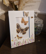 Load image into Gallery viewer, Vintage Print Moth Butterfly Cut-out Decoupage Floral Picture Frame Wooden Frame
