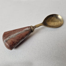 Load image into Gallery viewer, Rare Polished Marble Stone Handle Small EPNS Silver Plated Spoon 11.5cm long
