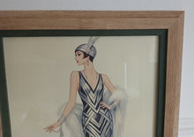 Load image into Gallery viewer, Framed Art Deco Lady Fashion Print Vintage Style Wall Art Picture 35.5 x 27cm
