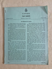 Load image into Gallery viewer, Canada&#39;s Department of External Affairs: Canada Fact Sheets October 1961
