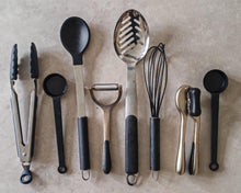 Load image into Gallery viewer, Used Kitchen Utensil Set – Black &amp; Stainless Steel – Pre-Owned Cooking Tools Job Lot
