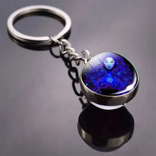 Load image into Gallery viewer, 12 Constellation Key Chain Luminous Double Sided Glass Ball Pendant 12 Zodiac Key Chain Fashion Birthday Gift for Men and Women
