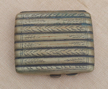 Load image into Gallery viewer, Vintage Metal Cigarette Case – Ribbed &amp; Engraved Design – 8.5cm x 7.5cm x 1.5cm – Germany Marked
